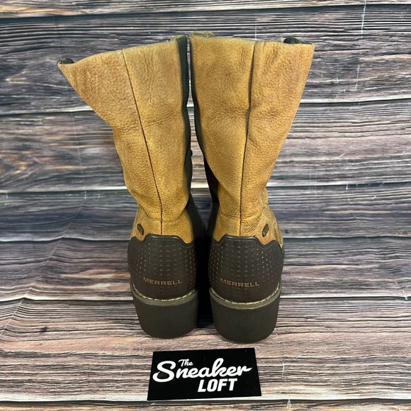 Merrell Chateau Mid‎ Lace Brown Leather Snow Heeled Boots - Picture 4 of 8